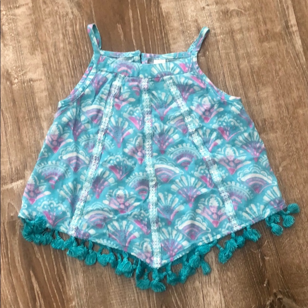 Justice Tank w/ pom poms & sequin detail